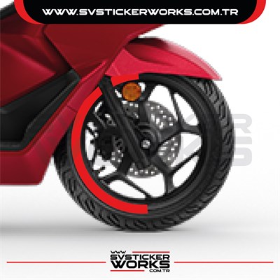 Honda PCX Jant Kaplama Motosiklet Jant Kaplama Şeridi 13-14 İnch Uyumlu PCX Tüm Yıllar Kırmızı Renk