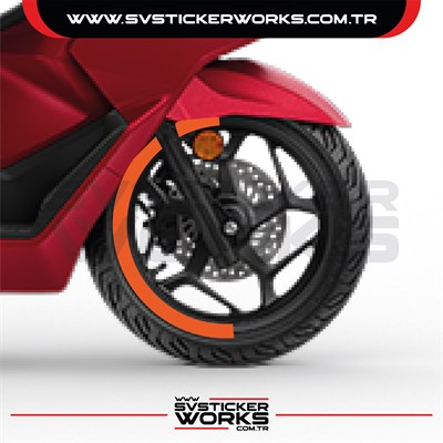 Honda PCX Jant Kaplama Motosiklet Jant Kaplama Şeridi 13-14 İnch Uyumlu PCX Tüm Yıllar Turuncu Renk