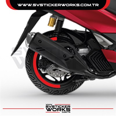 Honda PCX Jant Kaplama Motosiklet Jant Kaplama Şeridi 13-14 İnch Uyumlu PCX Tüm Yıllar Kırmızı Renk