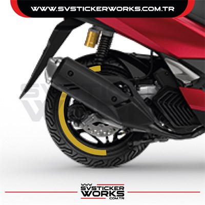 Honda PCX Jant Kaplama Motosiklet Jant Kaplama Şeridi 13-14 İnch Uyumlu PCX Tüm Yıllar Metalik Gold Altın Kaplama