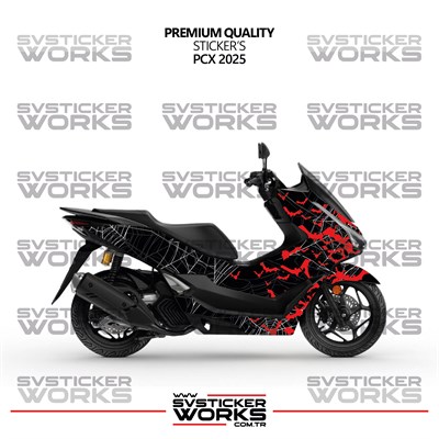 Honda PCX Kaplama Sticker Crimson Web Design Motor Kaplama Modeli Hazır Kit 2021-2024 Uyumlu 