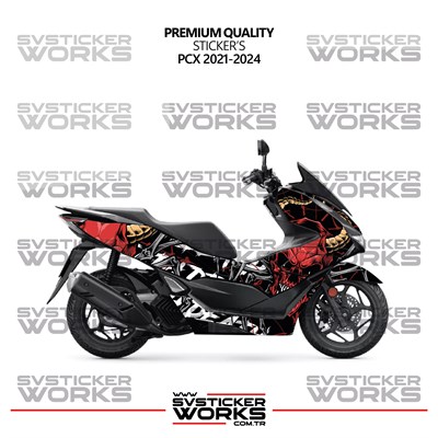 Honda PCX Kaplama Sticker Death Design Motor Kaplama Modeli Hazır Kit 2021-2024 Uyumlu 
