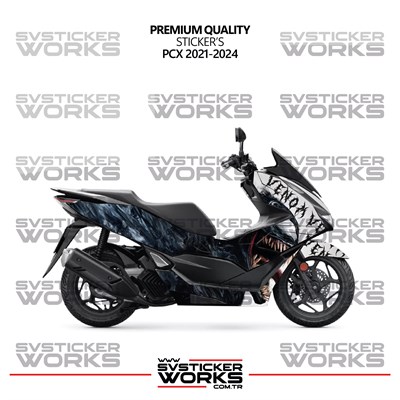 Honda PCX Kaplama Sticker Venom Design Motor Kaplama Modeli Hazır Kit 2021-2024 Uyumlu 