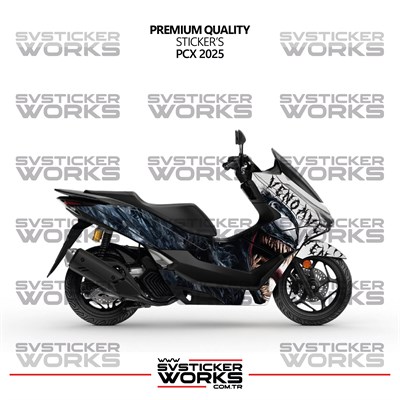 Honda PCX Kaplama Sticker Venom Design Motor Kaplama Modeli Hazır Kit 2025 Uyumlu 