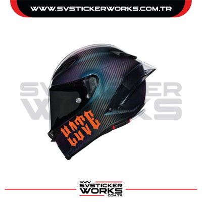 Love Hate Sticker Kask Sticker Kasklar Uyumlu Tek Yön 1 Adet