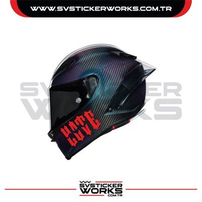 Love Hate Sticker Kask Sticker Kasklar Uyumlu Tek Yön 1 Adet