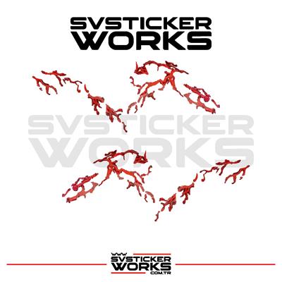 Mondial Drift L Full Şimşek Sticker Set Kırmızı Renk Dekor Sticker