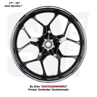 Motosiklet Jant Şeridi 16Lı Set Takım Kesikli Şerit Sticker