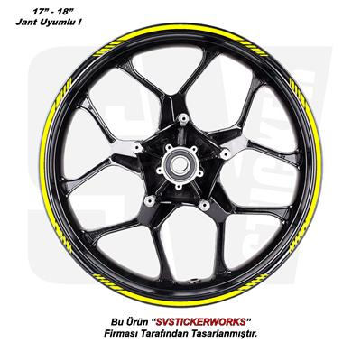 Motosiklet Jant Şeridi 16Lı Set Takım Kesikli Şerit Sticker