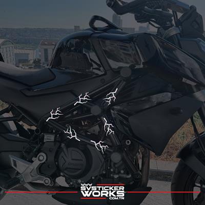 Motosiklet Koruma Demiri Sticker Şimşek Sticker Tüm Markalar Uyumlu Dekor Sticker