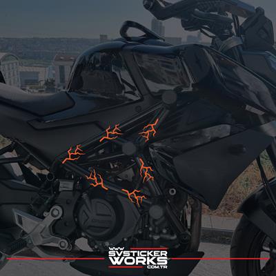 Motosiklet Koruma Demiri Sticker Şimşek Sticker Tüm Markalar Uyumlu Dekor Sticker