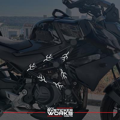 Motosiklet Koruma Demiri Sticker Şimşek Sticker Tüm Markalar Uyumlu Dekor Sticker