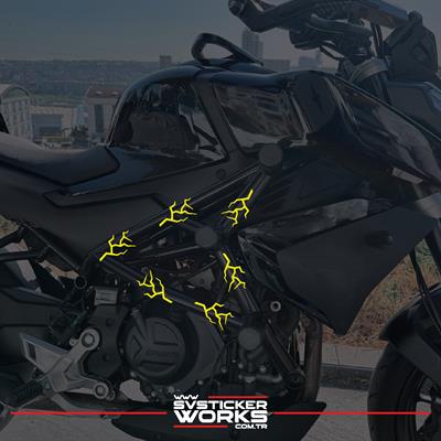 Motosiklet Koruma Demiri Sticker Şimşek Sticker Tüm Markalar Uyumlu Dekor Sticker