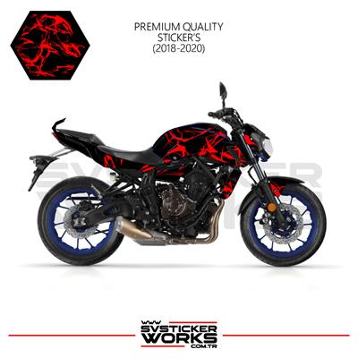 MT-07 2018-2020 Kaplama Sticker Şimşek Yıldırım Motor Kaplama Modeli Hazır Kit 2018-2020 Uyumlu