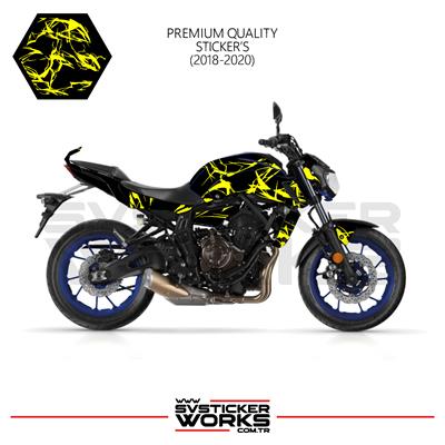 MT-07 2018-2020 Kaplama Sticker Şimşek Yıldırım Motor Kaplama Modeli Hazır Kit 2018-2020 Uyumlu