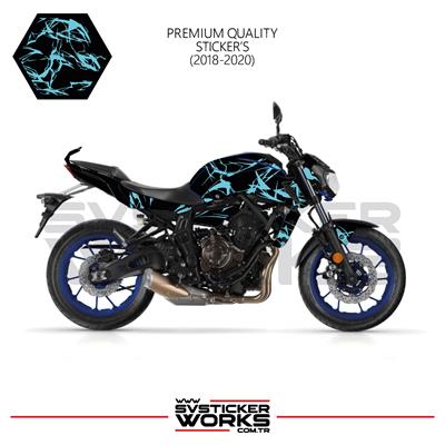 MT-07 2018-2020 Kaplama Sticker Şimşek Yıldırım Motor Kaplama Modeli Hazır Kit 2018-2020 Uyumlu