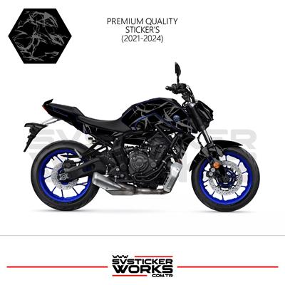 MT-07 2021-2024 Kaplama Sticker Şimşek Yıldırım Motor Kaplama Modeli Hazır Kit 2021-2024 Uyumlu