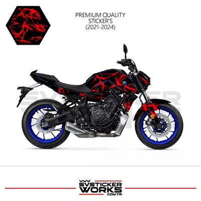 MT-07 2021-2024 Kaplama Sticker Şimşek Yıldırım Motor Kaplama Modeli Hazır Kit 2021-2024 Uyumlu
