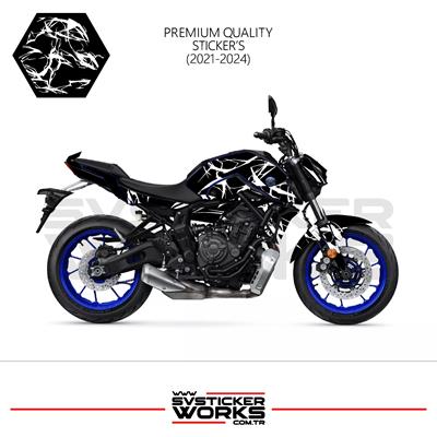 MT-07 2021-2024 Kaplama Sticker Şimşek Yıldırım Motor Kaplama Modeli Hazır Kit 2021-2024 Uyumlu