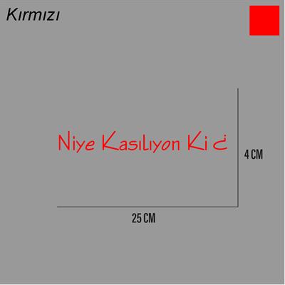 Niye Kasılıyon Ki Sticker Arka Cam Söz Sticker Etiket 25CM