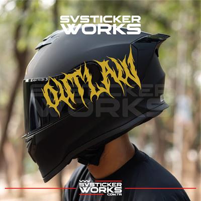 Outlaw Yazılı Kask Sticker Tüm Kasklar Uyumlu Tek Yön 1 Adet