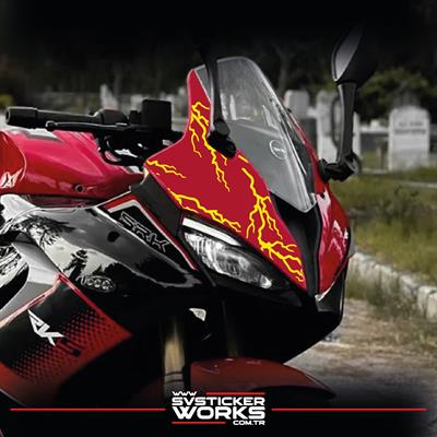 RKS SRK125R & 250RS Sticker Kaplama Şimşek Ön Kafa Sticker Dekor Etiket