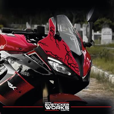 RKS SRK125R & 250RS Sticker Kaplama Şimşek Ön Kafa Sticker Dekor Etiket