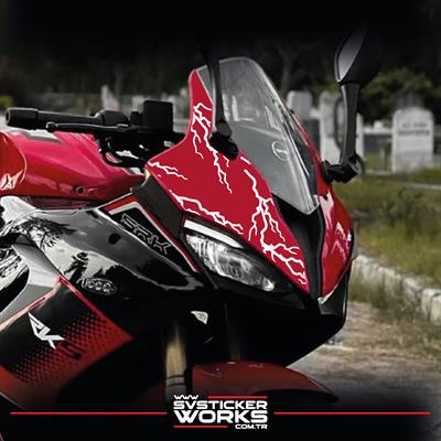 RKS SRK125R & 250RS Sticker Kaplama Şimşek Ön Kafa Sticker Dekor Etiket