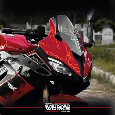 RKS SRK125R & 250RS Sticker Kaplama Şimşek Ön Kafa Sticker Dekor Etiket