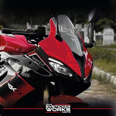 RKS SRK125R & 250RS Sticker Kaplama Şimşek Ön Kafa Sticker Dekor Etiket