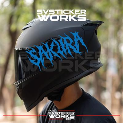 Sakura Yazılı Kask Sticker Tüm Kasklar Uyumlu Tek Yön 1 Adet