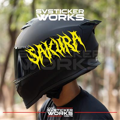 Sakura Yazılı Kask Sticker Tüm Kasklar Uyumlu Tek Yön 1 Adet