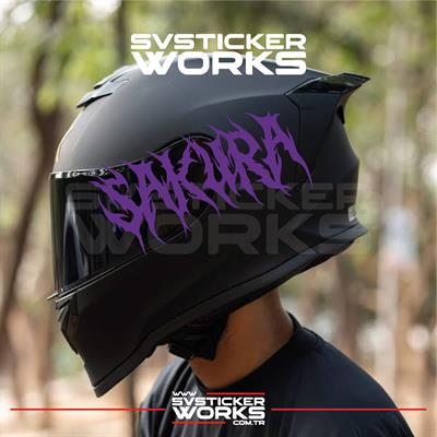 Sakura Yazılı Kask Sticker Tüm Kasklar Uyumlu Tek Yön 1 Adet