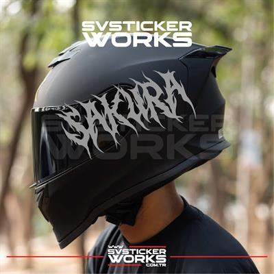 Sakura Yazılı Kask Sticker Tüm Kasklar Uyumlu Tek Yön 1 Adet