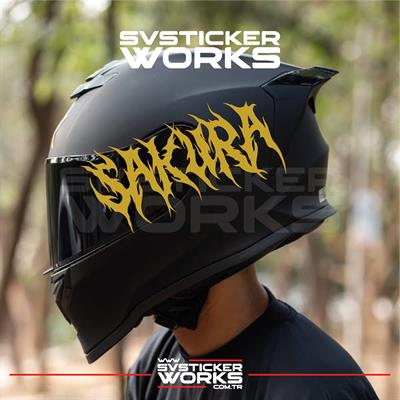 Sakura Yazılı Kask Sticker Tüm Kasklar Uyumlu Tek Yön 1 Adet