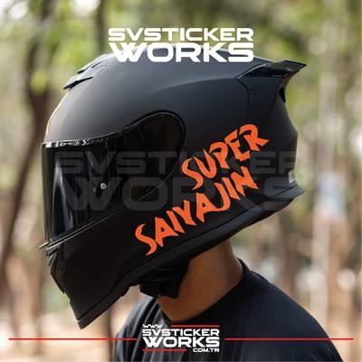 Super Saiyajin Yazılı Kask Sticker Tüm Kasklar Uyumlu Tek Yön 1 Adet