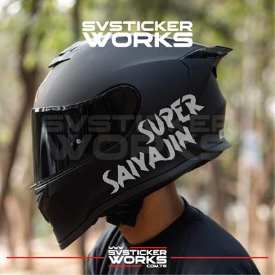 Super Saiyajin Yazılı Kask Sticker Tüm Kasklar Uyumlu Tek Yön 1 Adet
