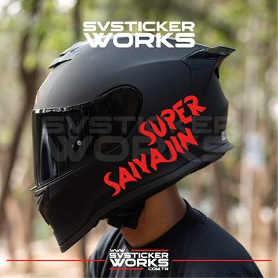 Super Saiyajin Yazılı Kask Sticker Tüm Kasklar Uyumlu Tek Yön 1 Adet