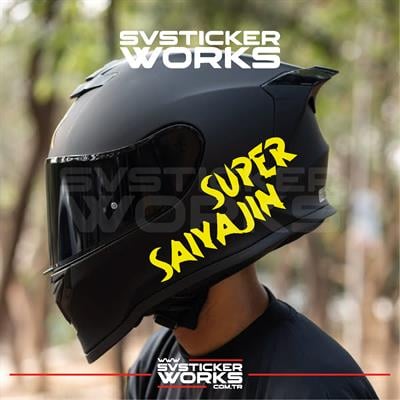Super Saiyajin Yazılı Kask Sticker Tüm Kasklar Uyumlu Tek Yön 1 Adet