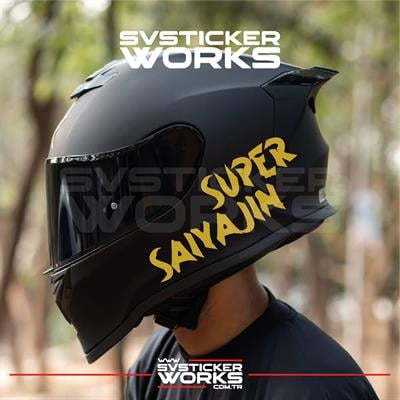 Super Saiyajin Yazılı Kask Sticker Tüm Kasklar Uyumlu Tek Yön 1 Adet