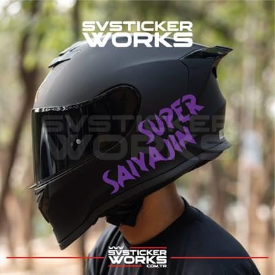 Super Saiyajin Yazılı Kask Sticker Tüm Kasklar Uyumlu Tek Yön 1 Adet