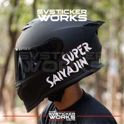 Super Saiyajin Yazılı Kask Sticker Tüm Kasklar Uyumlu Tek Yön 1 Adet