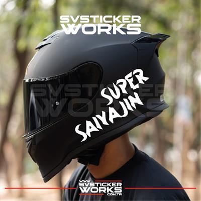 Super Saiyajin Yazılı Kask Sticker Tüm Kasklar Uyumlu Tek Yön 1 Adet