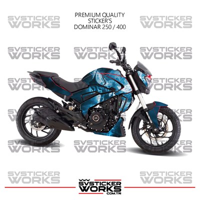 Bajaj Dominar Kaplama 250 / 400 Sticker Mavi Punisher Design Motor Kaplama Modeli Hazır Kit Tüm Modeller Uyumlu 