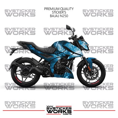 Bajaj N250 Kaplama Sticker Mavi Punisher Design Motor Kaplama Modeli Hazır Kit Tüm Modeller Uyumlu 