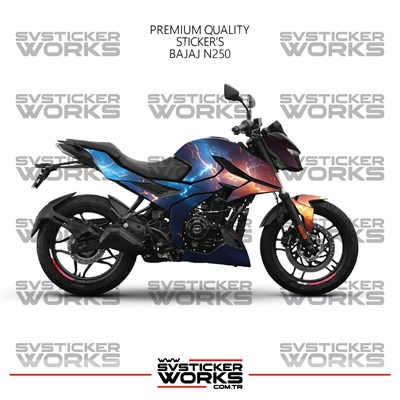Bajaj N250 Kaplama Sticker Kırmızı Ve Mavi Şimşek Design Motor Kaplama Modeli Hazır Kit Tüm Modeller Uyumlu 