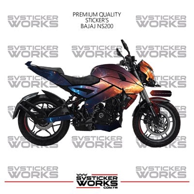 Bajaj Ns200 Kaplama Sticker Kırmızı Ve Mavi Şimşek Design Motor Kaplama Modeli Hazır Kit Tüm Modeller Uyumlu 