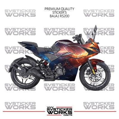 Bajaj Rs200 Kaplama Sticker Kırmızı Ve Mavi Şimşek Design Motor Kaplama Modeli Hazır Kit Tüm Modeller Uyumlu 
