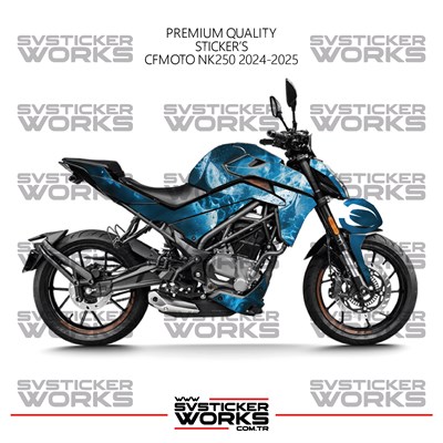 CFMOTO 250NK Kaplama Sticker Blue Punisher Design Motor Kaplama Modeli Hazır Kit 2023-2026 Uyumlu 