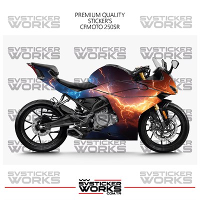 CFMOTO 250SR Kaplama Sticker Kırmızı Ve Mavi Flash Design Motor Kaplama Modeli Hazır Kit Tüm Modeller Uyumlu 